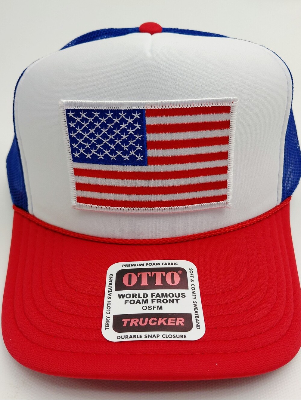 USA American Flag Embroidered Patch Foam Trucker Mesh Snapback Cap Hat Red